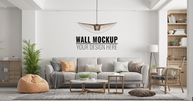 Interior Living Room Wall Mockup