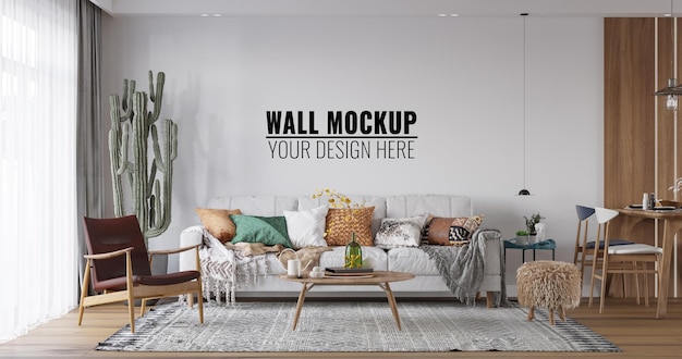 Interior living room wall mockup