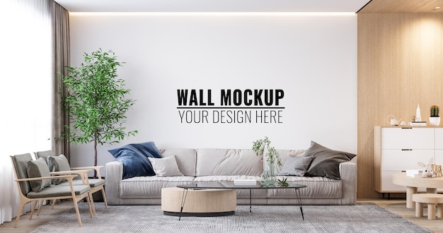 Interior Living Room Wall Mockup