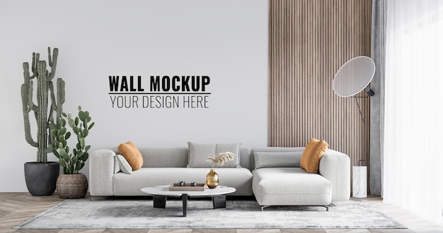 Interior Living Room Wall Mockup