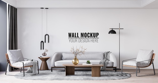 Interior Living Room Wall Mockup