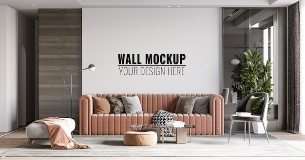 Interior living room wall mockup