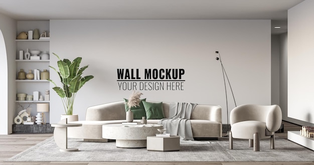 Interior living room wall mockup