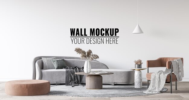 Interior Living Room Wall Mockup