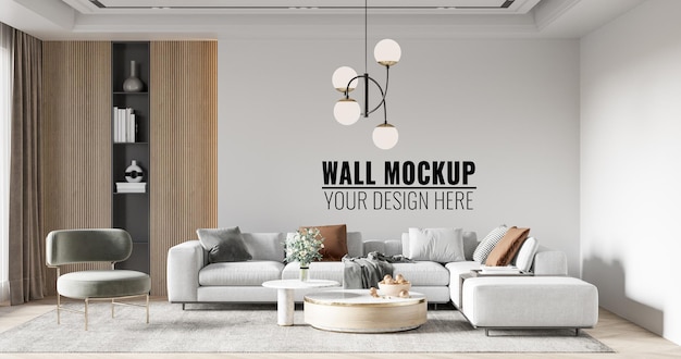 Interior Living Room Wall Mockup