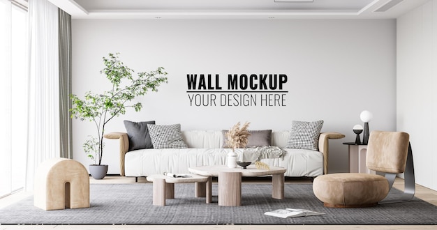 Interior living room wall mockup