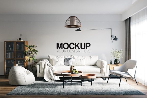 PSD interior living room wall mockup