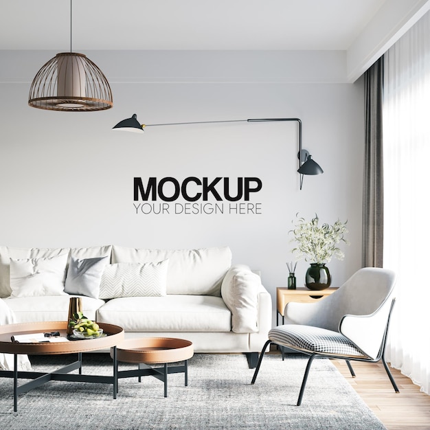 Interior living room wall mockup