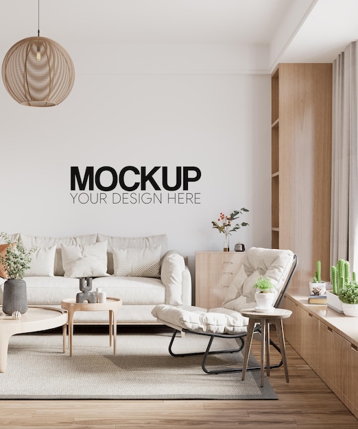 Interior Living Room Wall Mockup