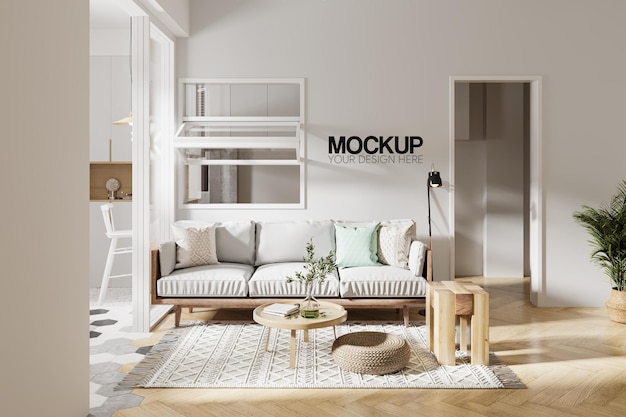 Interior Living Room Wall Mockup