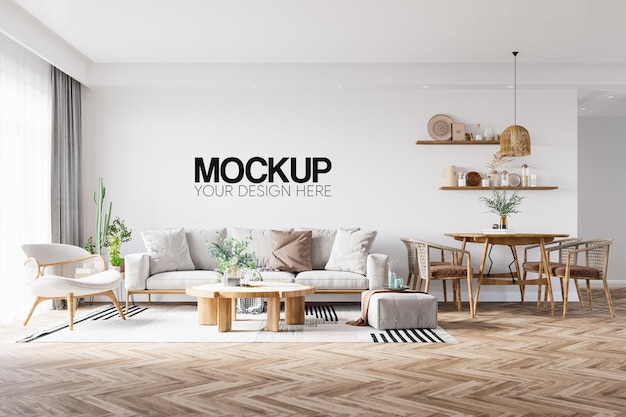 Interior living room wall mockup