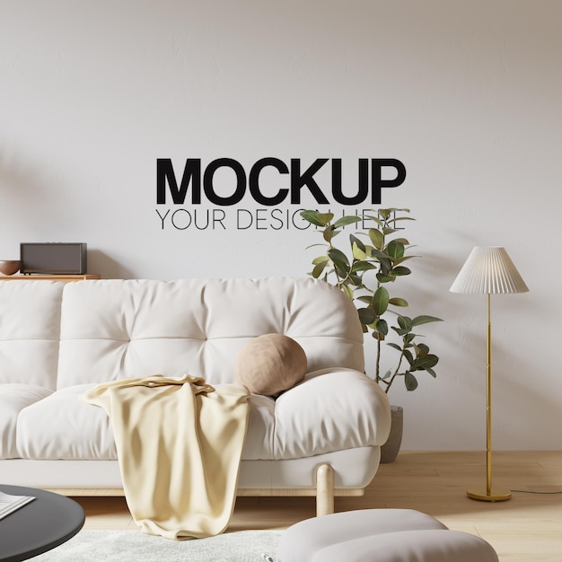 interior living room wall mockup