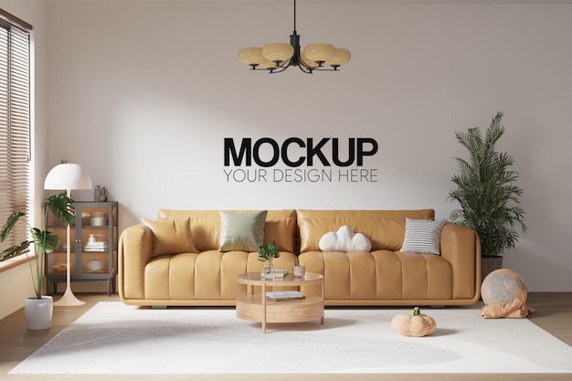 Interior Living Room Wall Mockup