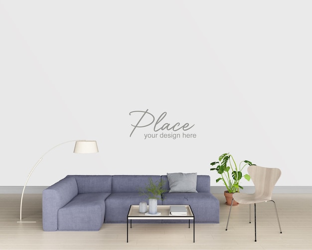 interior living room wall mockup
