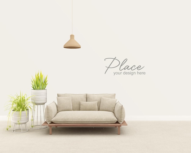 PSD interior living room wall mockup