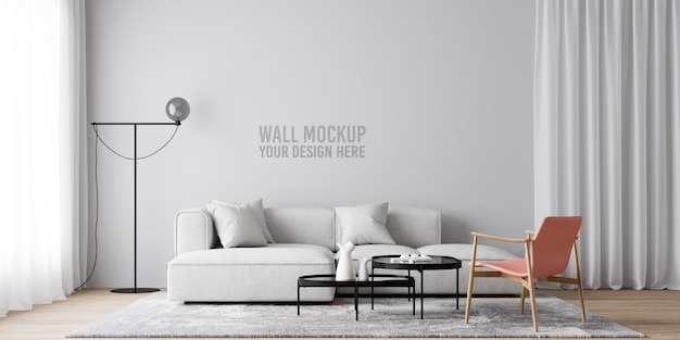 Interior living room wallpaper mockup