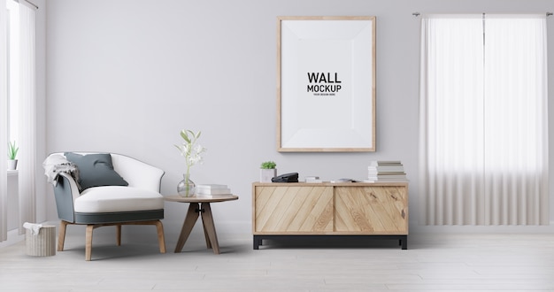 Interior living room wallpaper mockup.