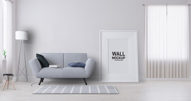 Interior living room wallpaper mockup.