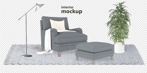 Interior mockup 3d rendering