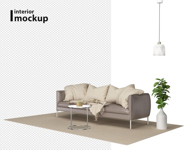 PSD interior mockup 3d rendering