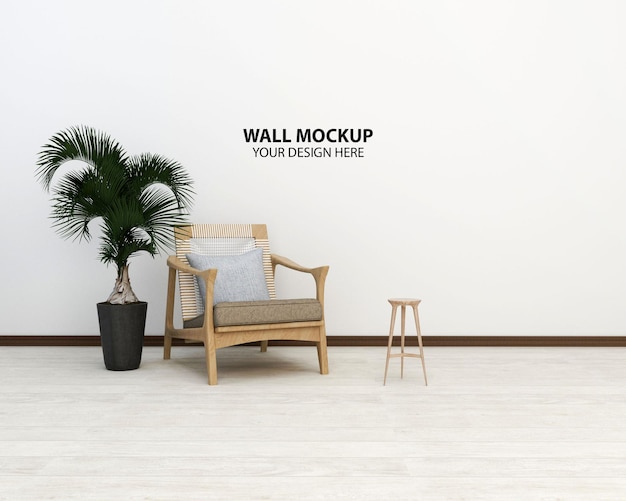 PSD interior modern living room wall mockup