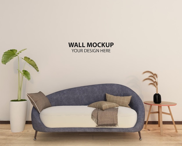 Mockup di parete del soggiorno moderno interno