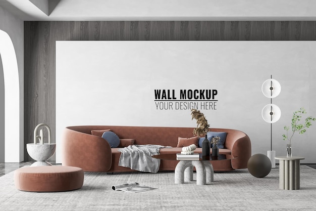 Interior modern living room wall mockup