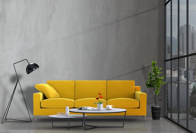 PSD interior modern living room with sofa