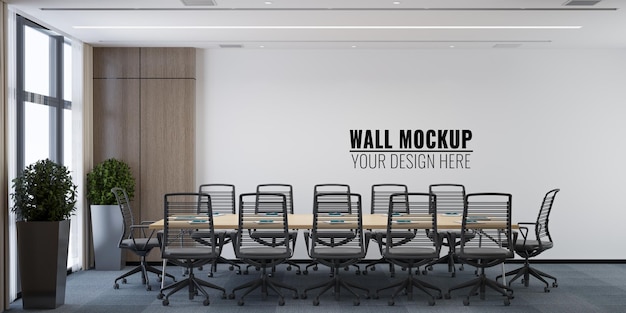 Interior modern office meeting room wall mockup