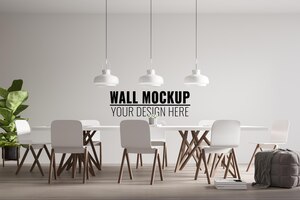 interior modern office meeting room wall mockup
