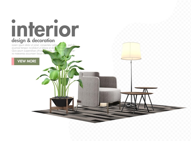 PSD interior in modern style design