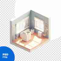 PSD 室内アイソメトリックビュー 3d レンダリング イラスト psd テンプレート