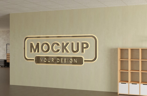 PSD interior office logo mockup