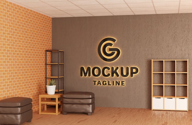 PSD interior office logo mockup