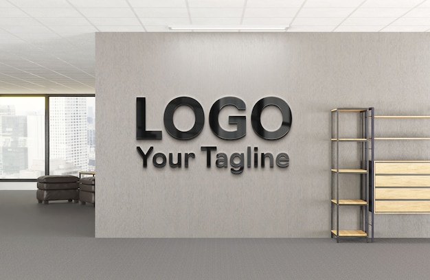 PSD interior office logo mockup