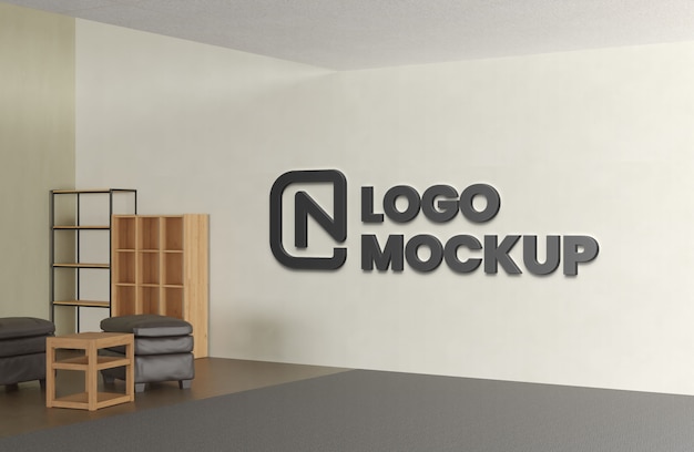 PSD interior office logo mockup