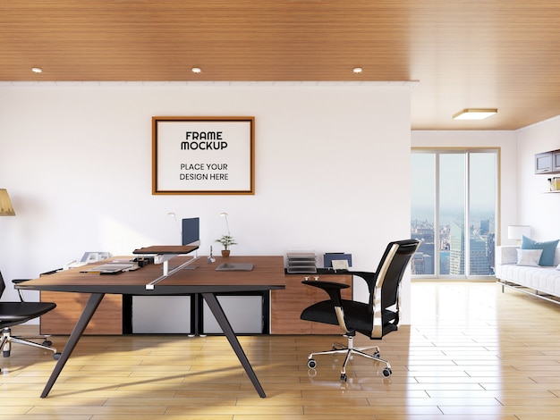 Interior Office Room Photo Frame Mockup