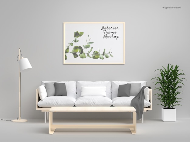 Mockup di telaio orizzontale per poster interni