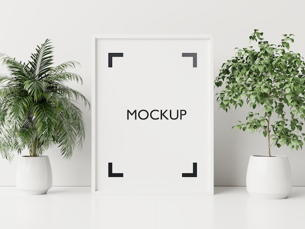 PSD interior poster mock up with plant pots