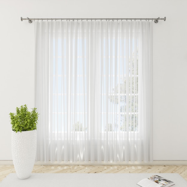 interior room with white curtains