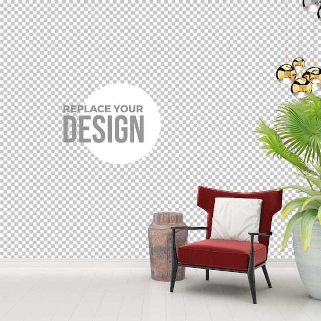 PSD interior sofa mockup and modern living room