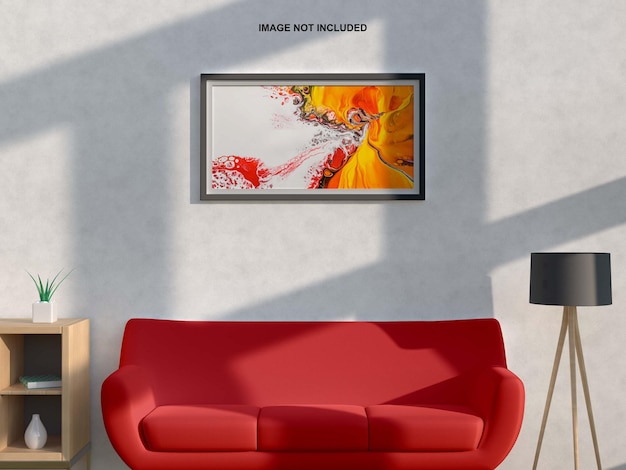 PSD mockup di cornice per poster o arte della parete interna