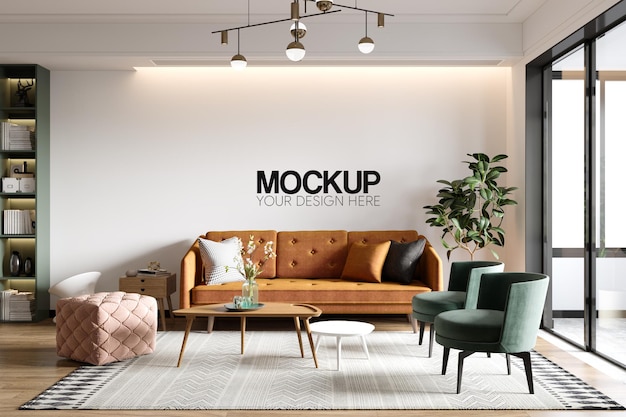 Interior wall mockup 3d rendering 3d illustration