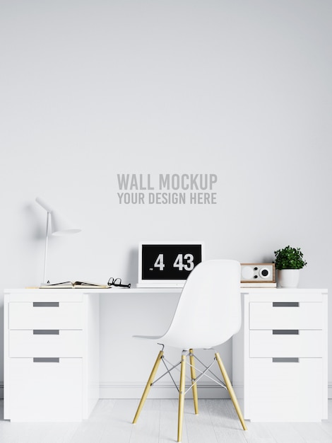 Mockup di parete dell'area di lavoro interna