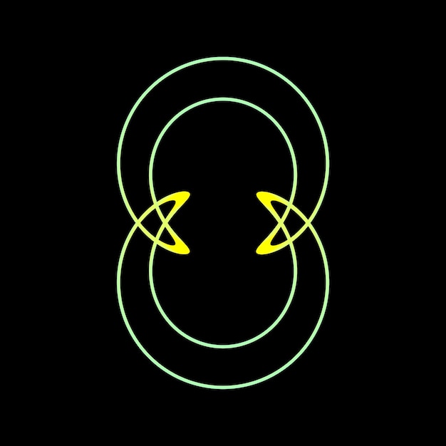 Interlocking Circles with Neon Effect on Black Background
