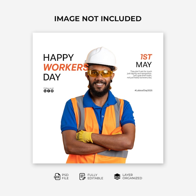 Internationaal Arbeidersdag Instagram Post Design of social media post sjabloon