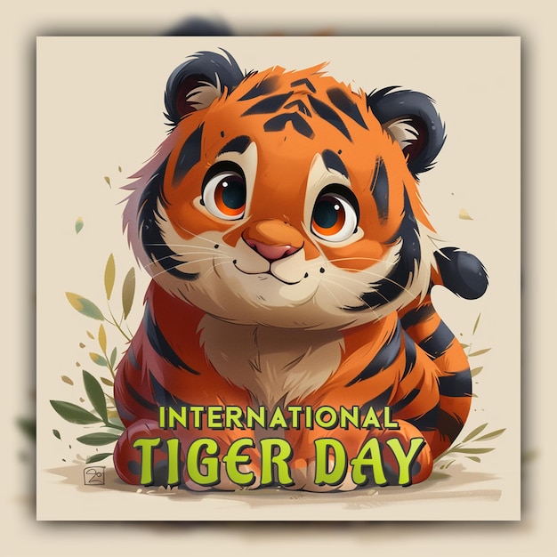PSD internationaal dag van de tijger bewustwording tijger sticker dier grote kat voor social media post