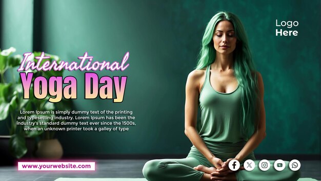 PSD internationaal yoga dag social media banner en poster template designer