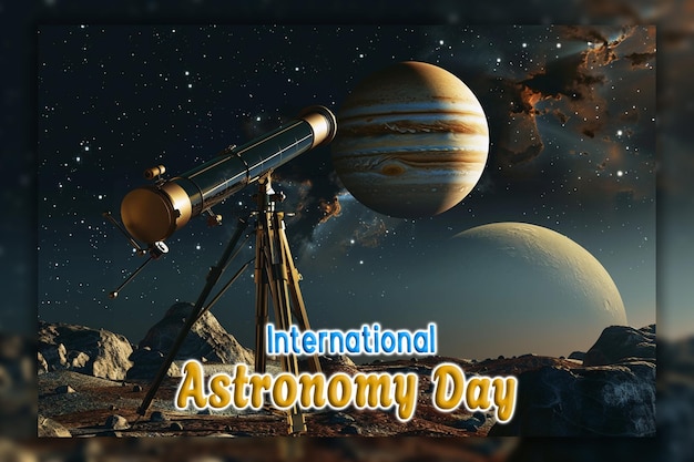 PSD telescopio della giornata internazionale dell'astronomia che osserva il cielo e lo sfondo delle stelle cadenti