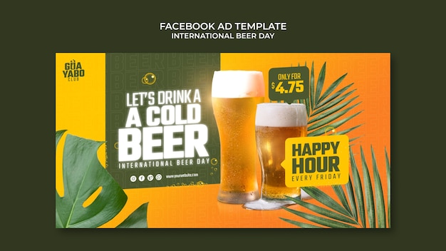 PSD international beer day facebook template